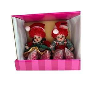 Marie‎ Osmond Christmas Tiny Tots Porcelain Raggedy Ann Andy JINGLES & BELLE